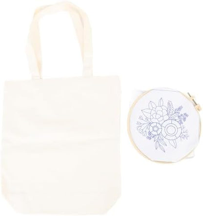 GLOGLOW Other Sewing and Embroidery Supplies Kit Beginner Embroidery Kit with Stamped Pattern Threads Hoop for Women Girls DIY Craft Project Canvas Bag Nan (White) - Image 3