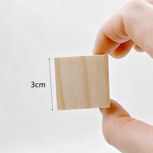Wood Blocks for Crafts, Unfinished Wood Cubes, 3cm Natural Wooden Blocks, Pack of 25 Wood Square Blocks, Wooden Cubes for Arts and Crafts and DIY Projects - Image 2