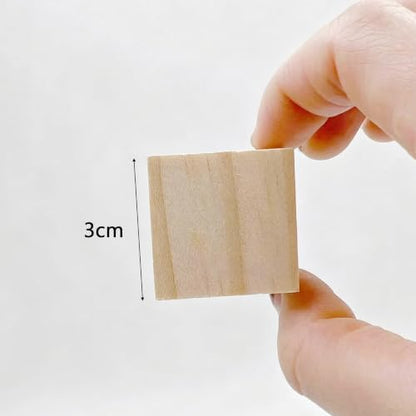 Wood Blocks for Crafts, Unfinished Wood Cubes, 3cm Natural Wooden Blocks, Pack of 25 Wood Square Blocks, Wooden Cubes for Arts and Crafts and DIY Projects - Image 2
