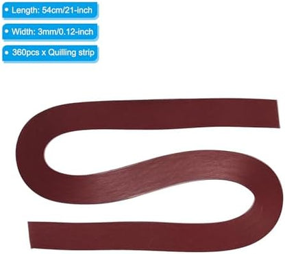 PATIKIL 360pcs Quilling Strips Paper 1/8"(3mm) 21"(54cm) Origami Paper Quilling Strip for Art DIY Hand Craft Christmas, Wine Red - Image 2