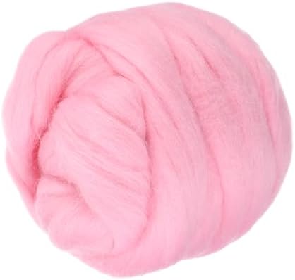 PATIKIL Wool Roving Yarn, 150G/5.3OZ Soft Felting Wool Pure Chunky Roving Yarn Bulk for Needle Felting Knitting Blanket Spinning Weaving DIY Craft, Pink by PATIKIL