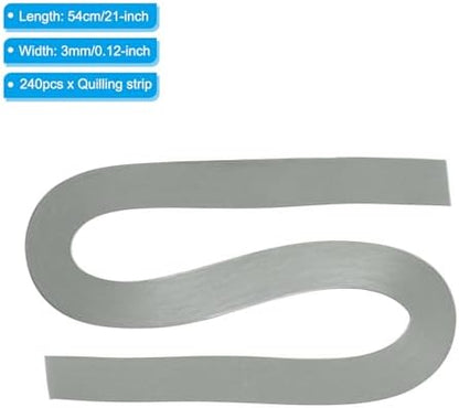PATIKIL 240pcs Quilling Strips Paper 1/8"(3mm) 21"(54cm) Origami Paper Quilling Strip for Art DIY Hand Craft Christmas, Light Grey - Image 2
