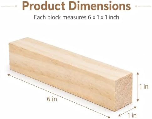 10 Pack Unfinished Wood Blocks, 6 x 1 x 1 Inch Wood Carving Blocks - Image 2