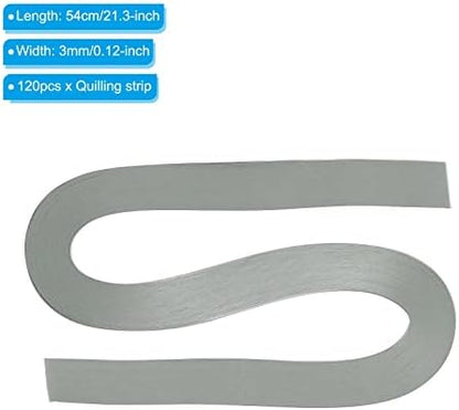 PATIKIL Quilling Strips Paper 120pcs 1/8"(3mm) 54cm Origami Paper Quilling Strip for Art DIY Hand Craft Christmas Light Grey - Image 2