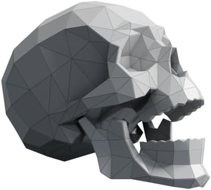 Human Skull Paper Sculpture,Pre-cut DIY Papercraft Kit,Handmade Real Size Anatomy,White Color,Low Poly Home Decor,All Accessories Included - Image 4