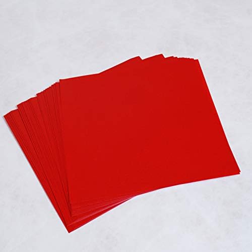 [Taro's Origami Studio] Standard 6 Inch One Sided Single Colors (Red) 50 Sheets (All Same Color) Square Easy Fold Premium Japanese Paper for Beginner - Image 3