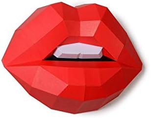 Woman Lips DIY Paper Craft Kit，Pre Cut 3D Papercraft for wall decoration, Creattive 3D Low Poly Puzzle wall deco,Multi Color Options,Accessories Included, with Quality Paperstock ，100% Recycled… - Image 4