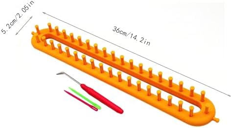 Rectangle Knitting Looms，Plastic Weaving Looms Set，Weaving Loom，Scarf Hats Making Tools，DIY Crocheting Handmade Craft Kit with a Crochet Hook and Needle for Knitting Lovers，36 cm (Yellow) - Image 2