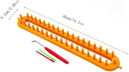Rectangle Knitting Looms，Plastic Weaving Looms Set，Weaving Loom，Scarf Hats Making Tools，DIY Crocheting Handmade Craft Kit with a Crochet Hook and Needle for Knitting Lovers，36 cm (Yellow) - Image 2