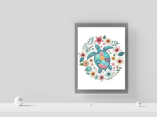 HKLIOPU Stamped Cross Stitch Kits - Hobby Turtle Floral Embroidery Starter Kit for Adult Beginners, 11CT Needlepoint Cross-Stitch Patterns Dimensions Kit Arts and Crafts 16x16 inch - Image 3