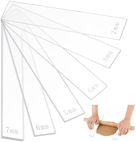 BENECREAT 12Pcs 6 Size Acrylic Polymer Clay Depth Guide Set, 2,3,4,5,6,7mmAdjustable Clay Rolling Pin Guide with Protective Film for Polymer Earrings, Roller Depth Guides by BENECREAT