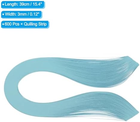 PATIKIL 600pcs Quilling Strips Paper 1/8"(3mm) 39cm Origami Paper Quilling Strip for Art DIY Craft Christmas, Sky Blue - Image 2
