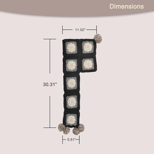 Noocro Complete Crochet Kit for Pom-Pom Granny Square Scarf Hood, DIY Yarn Kit, Detailed Instructions, Step by Step Video Tutorial, Beginner-Friendly, Intermediate Crocheter Craft Set (Pinky Ash) - Image 2