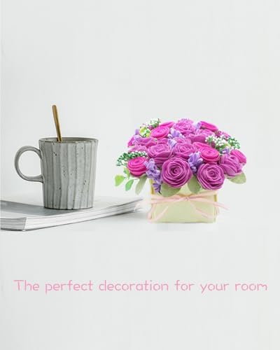 BAZIMA DIY Felt Flower Art Craft Kit - Felt Rose and Lavender Kit, Floral Gifts - Arrange Pre-Cut Flowers and Foliage - Image 6
