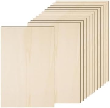 12 Pack 12 x 16 x 1/4 Inch-6mm Thick Basswood Sheets for Crafts Unfinished Plywood Boards Square Crafts Wood Sheets for DIY Laser Project, Wood Burning, Engraving, Staining, Architectural Model by AWIZOM