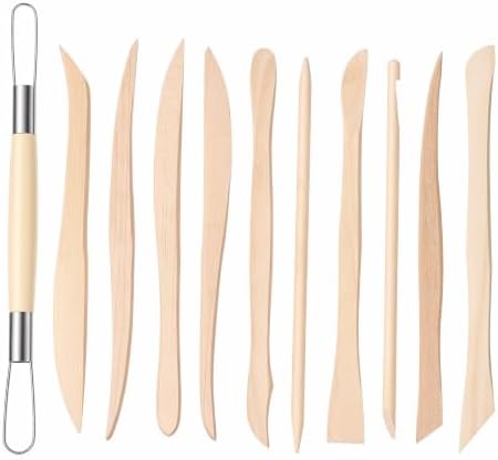 11 Pcs Clay Sculpting Tools, Double Ended Clays Modeling Tools Pottery Wooden Sculpting Tool Polymer Pottery Dough Modeling Tool Kit for Cutting Carving Shaping Detailing by Unknown