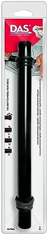 DAS Professional Rolling Pin - 12-Inch Solid Plastic Rolling Pin with 3 Adjustable Rings in Sizes 2.5, 3.5 and 5mm - Easy to Clean Black Clay Roller - Convenient Clay Rolling Pin for All Clay Types by DAS%C2%AE