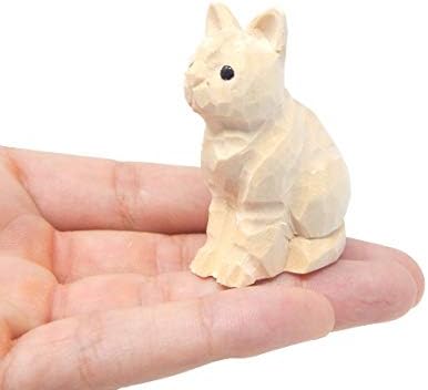 Selsela DIY Cat Wood Figurine - Unpainted Miniature Wooden Cat Sculpture, Paint-Your-Own Pet Craft Kit for Kids & Adults, Handmade Art Project Gift- Statue Sculpture by Selsela