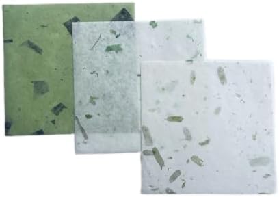 Natural Fiber Mulberry Paper Sheets 6 x 6 Inches, 50 PCS Handmade Craft Paper for Origami, Scrapbooking, Card Making, DIY Decoration, Mixed Media Art (Mixed Green Rice Straw etc.,,, 6 x 6) - Image 4
