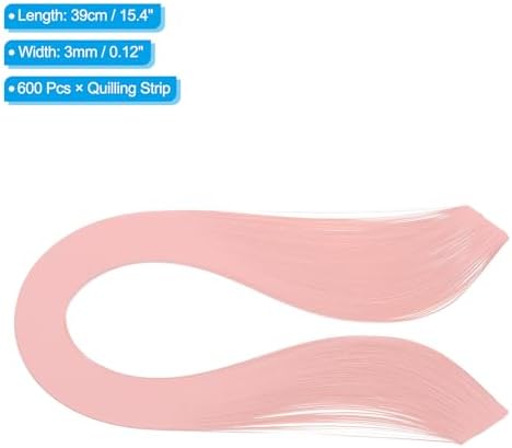 PATIKIL 600pcs Quilling Strips Paper 1/8"(3mm) 39cm Origami Paper Quilling Strip for Art DIY Hand Craft Christmas, Light Pink - Image 2