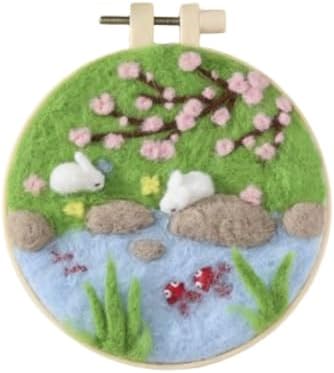 Hilsayum Wool Painting Kit Needle Felting Kit Wool Felt Painting Gifts for Adults,Needle Felt Supplies for Beginners,Home Decoration (Pond) - Image 5