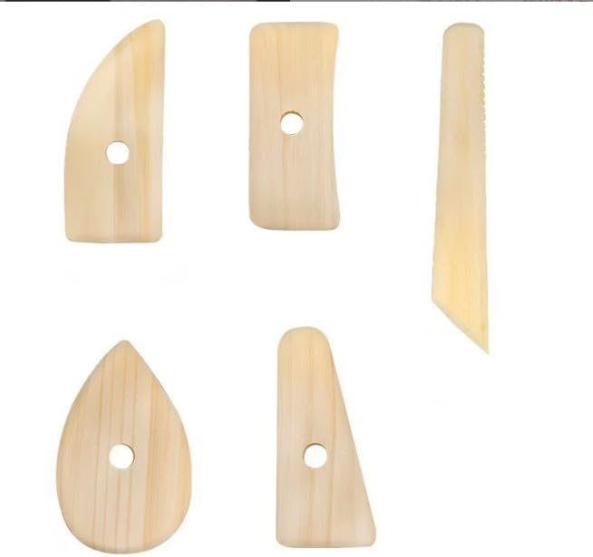 5 Pcs Wooden Pottery Clay Ribs Ceramic Potter Rib Ceramic Clay Sculpting Scrapers Tools Pottery Shaping Trimming Tools Ceramic Pottery Tools by Unknown