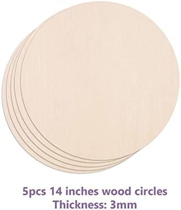 10PCS 14Inch Cutouts Blank Round Wood Slice Wood Circles for Crafts, Unfinished Wooden Slices Blank Round Wooden Circles, Wood Circles for Painting, DIY Door Hanger, Home, Party, Decor 0.1 Inch Thick - Image 3