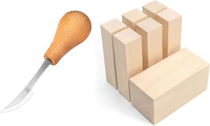 BeaverCraft Sloyd Chip Wood Carving Palm Chisel Knife C17P for Beginners and Professionals, Basswood Carving Unfinished Wooden Blank Set BW7 by BeaverCraft