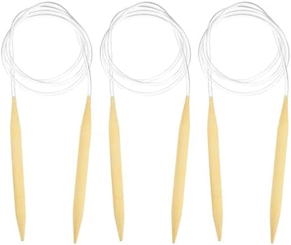 HARFINGTON 3Pcs US Size 15 (10 mm) Circular Knitting Needles, 47 Inch / 120 cm Round Wooden Needle for Handmade Projects DIY Knitting Blankets Socks Hats Sweaters by HARFINGTON