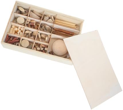 FRCOLOR Natural Wood Slices Craft Kit for Adults and Women, Small Handmade Wooden Decorative Slices with Bark, DIY Wood Pieces for Art Projects and Classroom Activities, Large Wooden Box by FRCOLOR