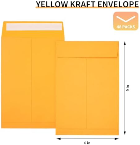 Joyberg 6x9 Envelopes Self Seal, Yellow Envelopes 6x9 Printable, Catalog Mailing Envelopes 6 x 9 Tear Resistant, Kraft Envelope for Mailing Letters, Documents, Photos, Invitation Cards - Image 2
