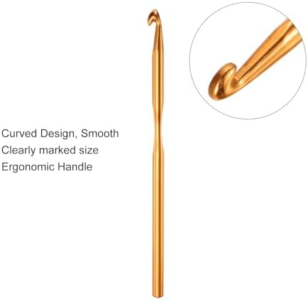 uxcell 20Pcs Aluminum Crochet Hook 6.0mm US Size J (Size 10) Knitting Needles for DIY Craft Yarn Gold Tone - Image 4