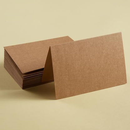 50 Pack Blank Folded Cardstock Business Cards, Brown, 3x5 - Image 4