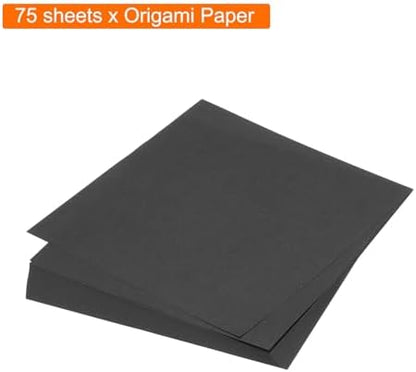 MECCANIXITY 75 Sheet Origami Paper Double Sided 6x6" Black - Image 3