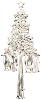 Christmas Tree Macrame Wall Hanging Decor 9.84 × 22.8inch Xmas Tree Shape Boho Tapestry with Rustic Bead and Star Tree Topper Hand-Woven Crafts for Holiday Winter Decoration (Beige) by simplmasygenix