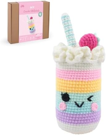 HOUSE CREATIVITY Crochet Kit for Beginners, Make a Cup with Straw, Amigurumi Crochet Kit with Video Tutorial, Complete Set with Yarn, Hook & Stuffing, Cozy Stress Relief Gift for Adults & Kids by HouseCreativity