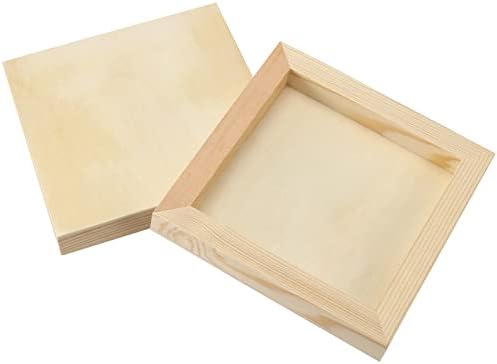 JOIKIT 14 Pack 6 x 6 x 0.78 Inch Wood Canvas Panels, Wooden Canvas Board Unfinished Square Wood Cradled Painting Panel Boards, Artist Wooden Canvases for Burning, Pouring, String Art, Crafts - Image 3