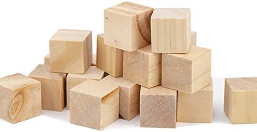 Wood Blocks for Crafts, Unfinished Wood Cubes, 3cm Natural Wooden Blocks, Pack of 25 Wood Square Blocks, Wooden Cubes for Arts and Crafts and DIY Projects by SIWUCHYE