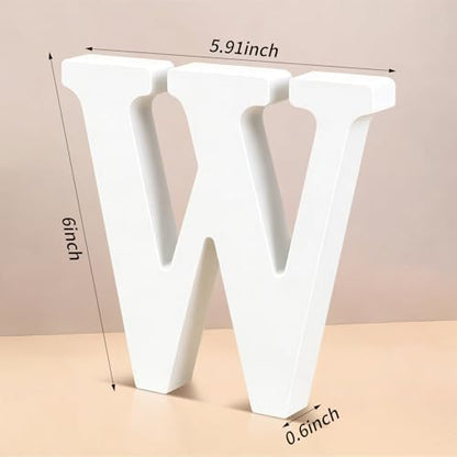 6 Inch White Wood Letters Unfinished Wooden Letters for Wall Decor Decorative Standing Letters Slices Sign Board Decoration for Craft Home Party Projects (W) - Image 2