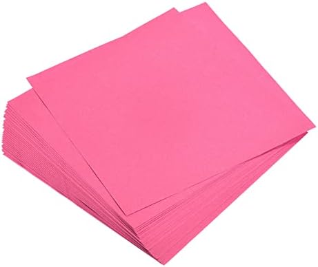 MECCANIXITY 100 Sheets Origami Paper Double Sided Fluorescent Pink 6x6 Inch Square Sheet for Art Craft Project, Beginners, Gifts Decor by MECCANIXITY