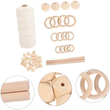 OHPHCALL Macrame Wall Hanging Kits DIY Macrame Tapestry Kit Cotton Thread Beads Rings Easy to Use for Adults - Image 4