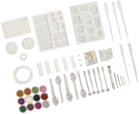 DAREBUDA DIY Glue Mold Set, Silicone Resin Jewelry Making Kit with Stirring Rods Scoop Pins Sequins for Pendant Bracelet Earring Craft, Reusable Flexible for Home Art - Image 5