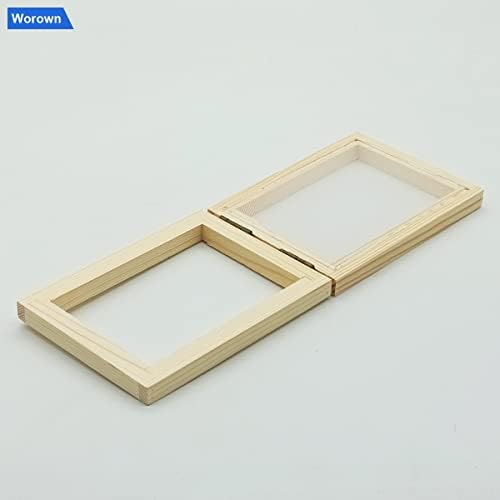 Worown A7 Paper Making Screens, Small Wooden Papermaking Mould & Deckle, (4 x 5 Inch) Paper Making Frames for DIY Craft and Dried Flower Handcrafts - Image 4