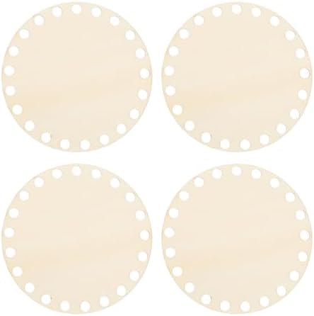 PATIKIL 4" Diameter Crochet Basket Bottom Wood Color 4Pcs by PATIKIL