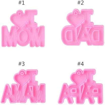 I Love Mom Dad Word Keychain Pendant Resin Mold Thanksgiving Silicone Mould Silicone 3# - Image 3
