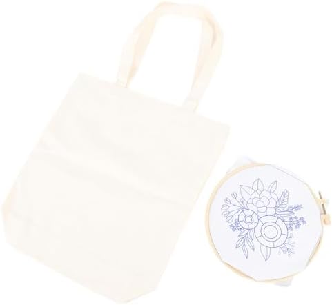GLOGLOW Other Sewing and Embroidery Supplies Kit Beginner Embroidery Kit with Stamped Pattern Threads Hoop for Women Girls DIY Craft Project Canvas Bag Nan (White) - Image 4