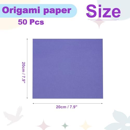 DMiotech 50 Sheets 7.9x7.9 Inch Origami Paper Large, 7 Colors Purple Square Origami Paper Easy Fold Double Sided Colored Paper for DIY Arts and Crafts - Image 4