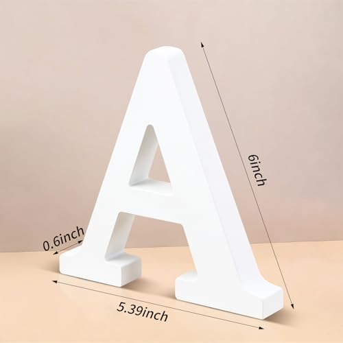 6 Inch White Wood Letters Unfinished Wooden Letters for Wall Decor Decorative Standing Letters Slices Sign Board Decoration for Craft Home Party Projects (A) - Image 2