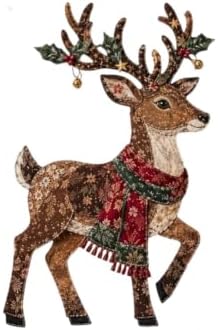 Christmas Patchwork Fabric DIY Decor Kit, Adult Sewing Handcrafted Set, Pre-Cut Fabric Squares, Make Your Own Christmas Tree Ornaments, Holiday Decoration Gift for Beginners(Reindeer) by Unknown