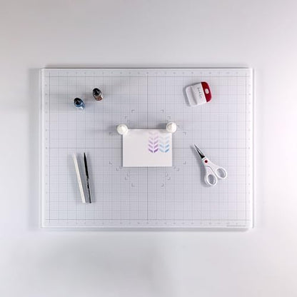 GLASSBOARD STUDIO Glass Craft Mat - Magnetic, Heat & Scratch Resistant - For Crafting, Cutting, Painting, Mixed Media Artwork - Grid Lines, Non-Slip Rubber Feet (True White 24"L x 36"W) - Image 3